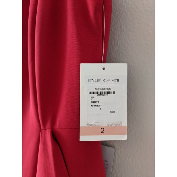 NWOT Taylor Black Label Crepe Tiered High/low Midi Dress 2 Red - Picture 8 of 12